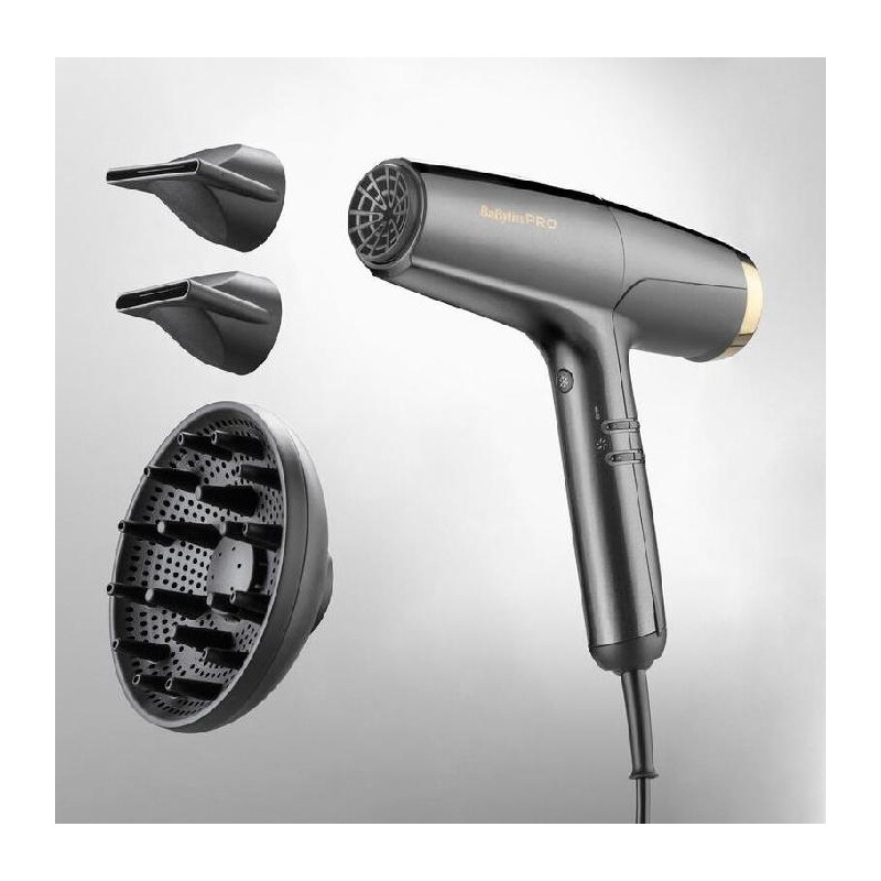 Babyliss Pro Secador De Mano Ionico Digital Watios Mod. Falco Negro Dorado   Ref. Bab8550e 4artist