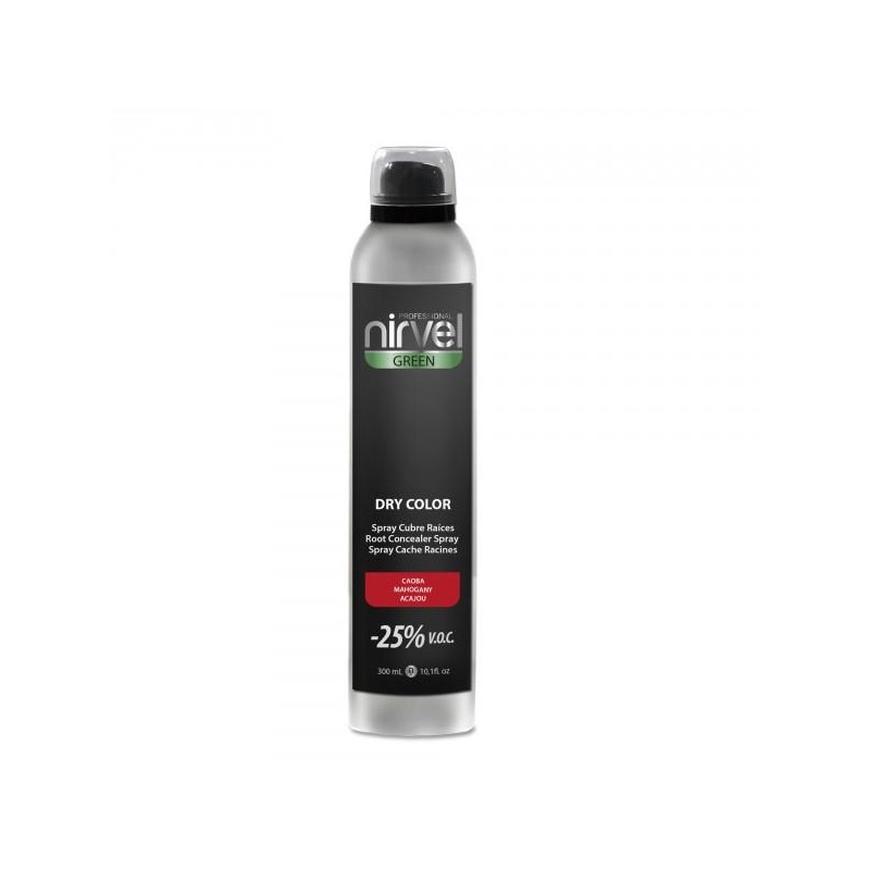 Nirvel Green Spray Cubre Raices Dry Color Caoba 300 Ml. Ref. 6666