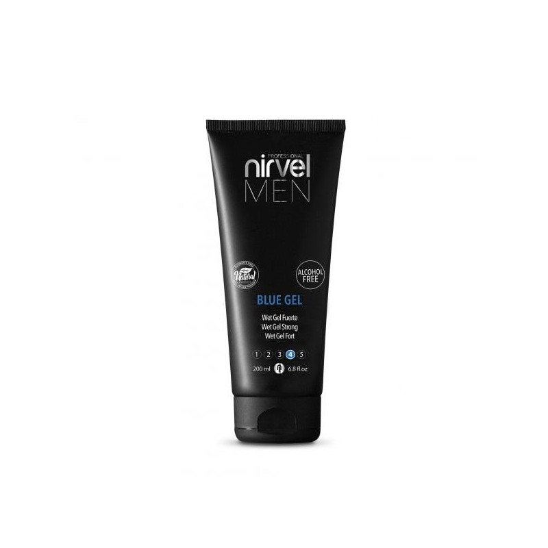 Nirvel Men Gel Fijador Fuerte Sin Alcohol Blue Gel Wet  200 Ml. Ref. 6720