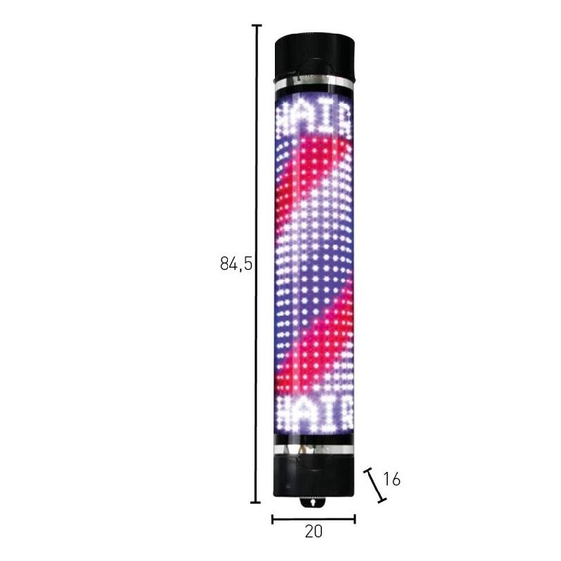 Postquam Barber Pole Luminoso Con Luz Leds Carcasa Negra    Ref. Idaccbarb03