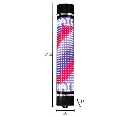 Postquam Barber Pole Luminoso Con Luz Leds Carcasa Negra    Ref. Idaccbarb03
