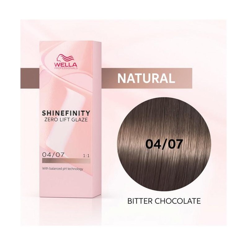 Wella Color Tinte Permanente Shinefinity 04.07 Color Castaño Medio Natural Marrón 60 Ml   Ref. 99350113552