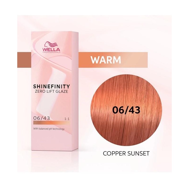 Wella Color Tinte Permanente Shinefinity 06.43 Color Rubio Oscuro Cobrizo Dorado 60 Ml   Ref. 99350113555