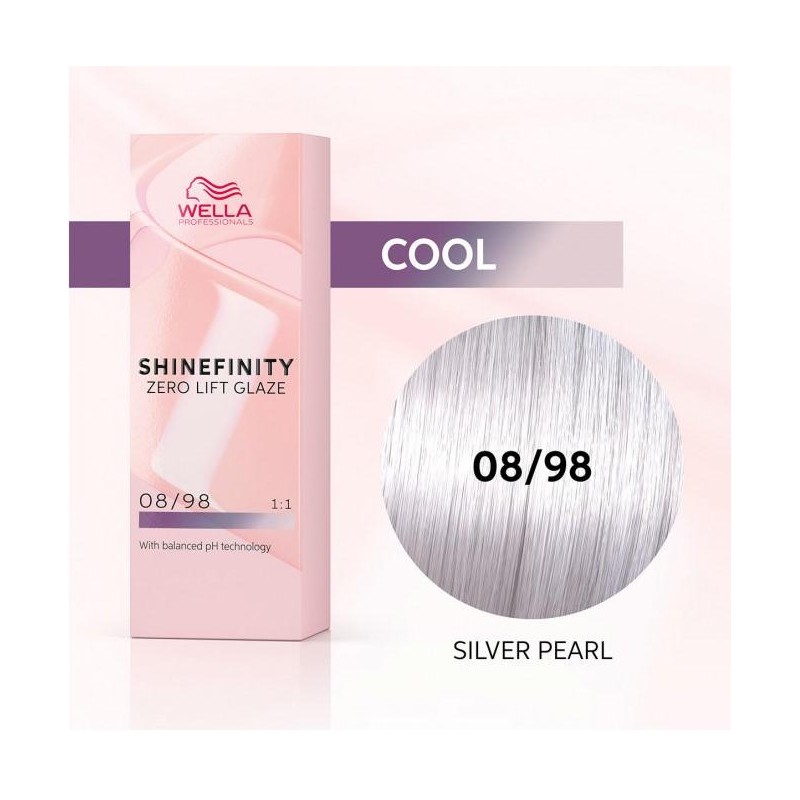 Wella Color Tinte Permanente Shinefinity 08.98 Color Rubio Claro Cendré Perla 60 Ml   Ref. 99350113567