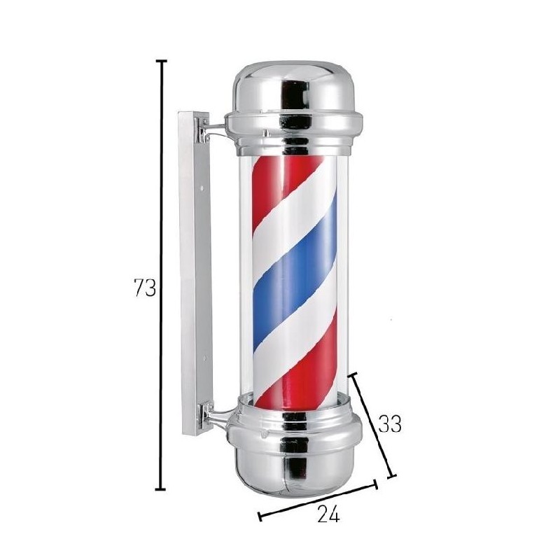 Postquam Barber Pole Luminoso Giratorio Rayas Azul/blanca/roja Carcasa Cromada    Ref. Idaccbarb02